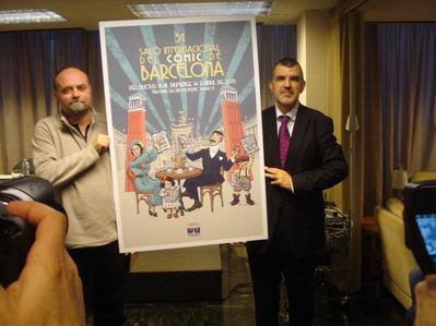 Antoni Guiral y Carles Santamaria presentando el cartel