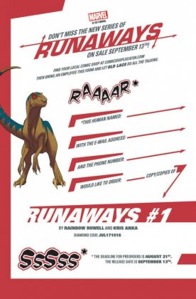 Kris Anka, Marvel, Rainbow Rowell, Runaways