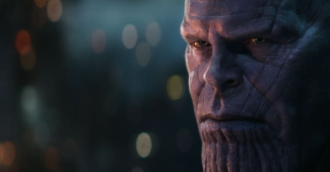 Vengadores Endgame - primer plano de Thanos