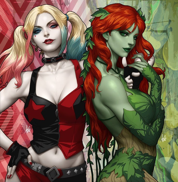 Artgerm, DC, Harley Quinn, Poison Ivy