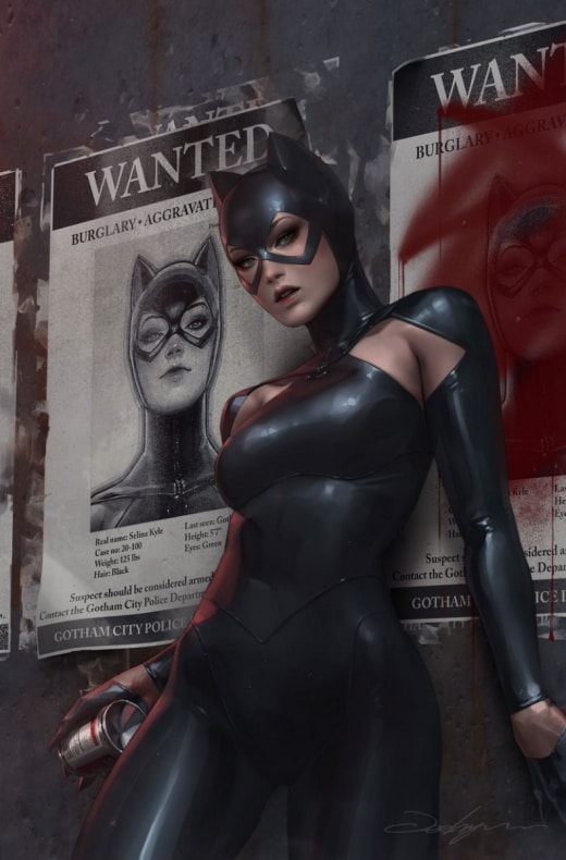 Adam Hughes, Batman, Catwoman, DC Comics, Frank Cho, Gabriele Dell'Otto, J.Scott Campbell, Jeehyung Lee, Jim Lee, Scott Williams, Stanley Lau, Travis Charest