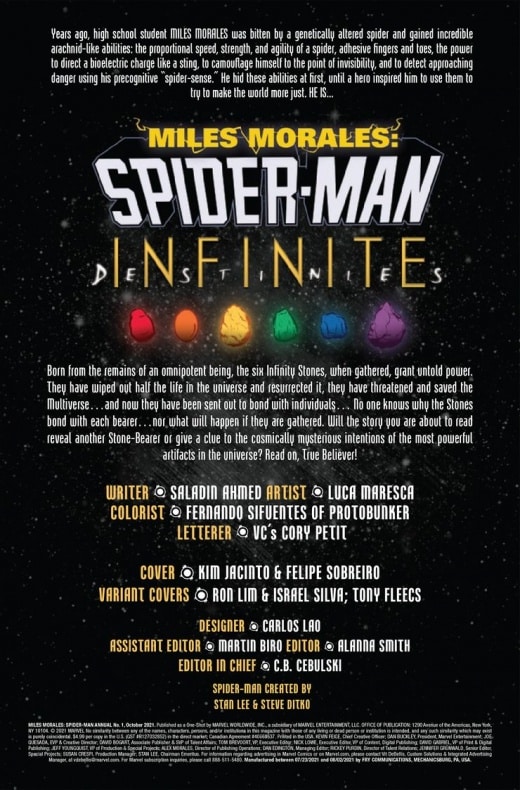 Miles Morales Spider-Man Annual Infinite Destinies 1