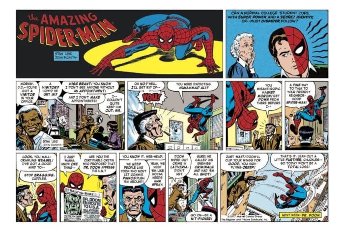 Artículo de cómics, Spiderman, Stan Lee, tiras de prensa