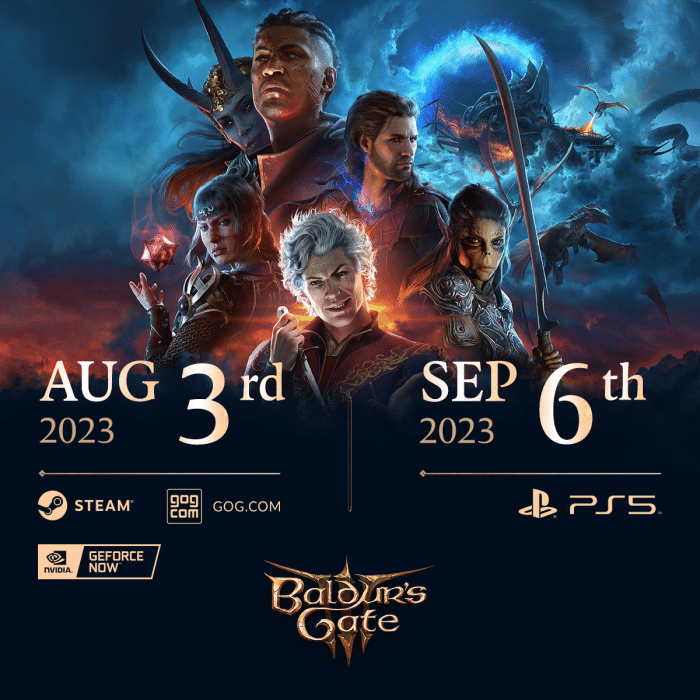 Baldur's Gate 3 y sus fechas de lanzamiento