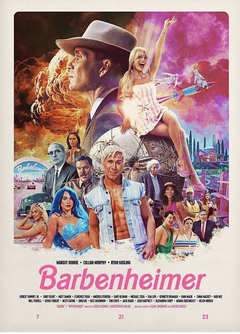 cartel de barbie y oppenheimer