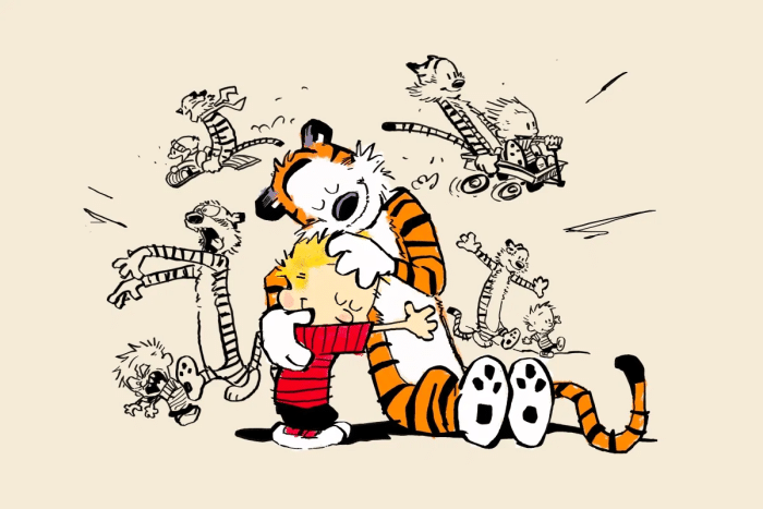 Calvin y Hobbes, Hobbes, tigre de peluche, tira cómica