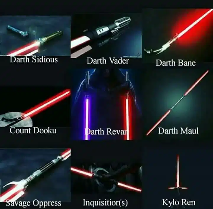 Espadas luminosas, Sable Skywalker, Sable oscuro, Star Wars