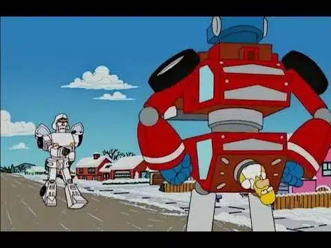 Arte crossover de Otto Soundwave, crossover de transformadores de simpsons, comparação de mr burns megatron, paródias de transformadores de simpsons, geração de transformadores um