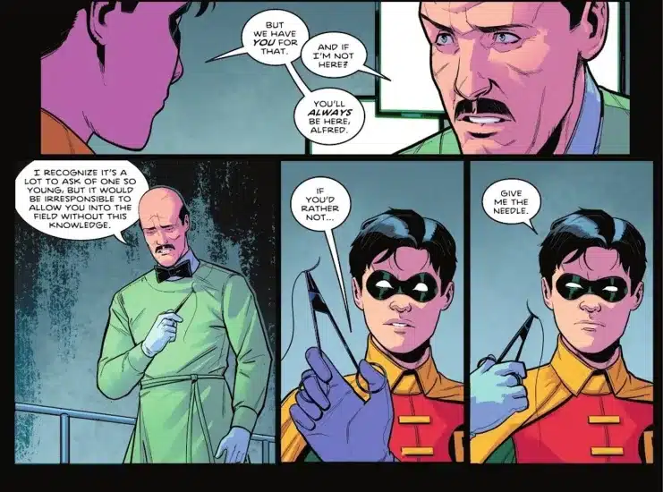 Leçons d'Alfred, capacités de guérison de Nightwing, héritage d'Alfred Pennyworth, Nightwing et Alfred
