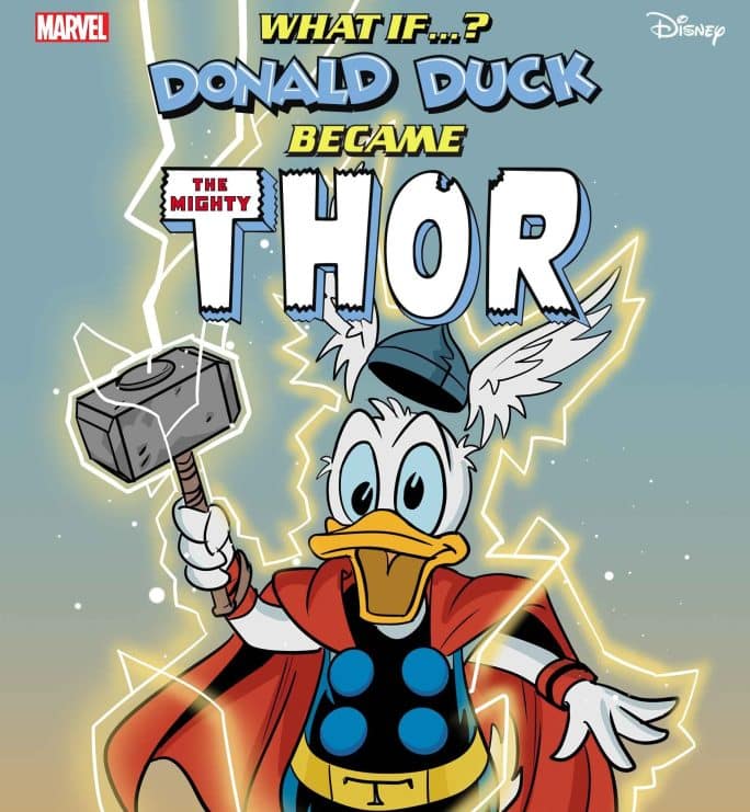 Donald Duck superhéroe, Donald Duck Thor, Lorenzo Pastrovicchio arte, Marvel Disney crossover, pato donald, What If cómic