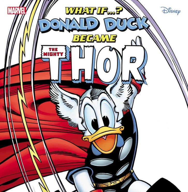 Donald Duck superhéroe, Donald Duck Thor, Lorenzo Pastrovicchio arte, Marvel Disney crossover, pato donald, What If cómic