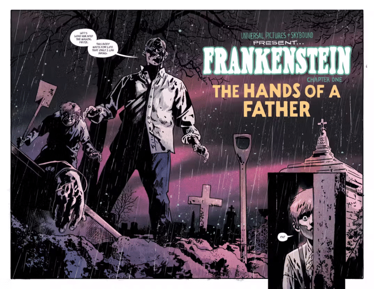 Bandes dessinées d'horreur d'Universal Studios, bande dessinée Michael Walsh Frankenstein, remake de Frankenstein, Skybound Entertainment Monsters, Universal Monsters Frankenstein