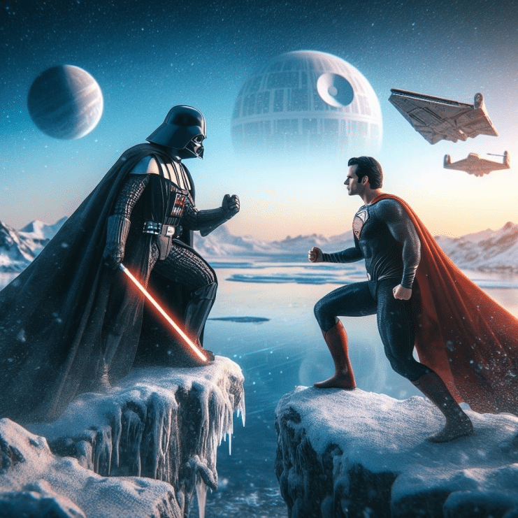 Alex Ross arte conceptual, Crossover Superman Star Wars, Proyecto cómic Superman Star Wars, Superman vs Darth Vader