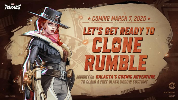 Black Widow skin, Clone Rumble, Galacta's Cosmic Adventure, Marvel Rivals evento